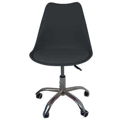 Imagem de Kit 10 Cadeiras Office Base Cromada Com Rodizio Giratória Saarinen Preto