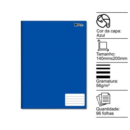 Imagem de Kit 10 Caderno de brochura Pequenos 96 folhas 140x200mm Azul