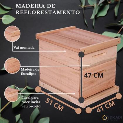 Imagem de KIT 10 Caixas Abelha Padrão Langstroth Eucalipto(arame/ilhoses)