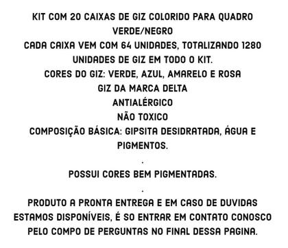 Imagem de Kit 10 Caixas De Giz Colorido Delta com 640 Palitos no Total Para Lousa Quadro Verde e Negro Antialérgico e Não Tóxico