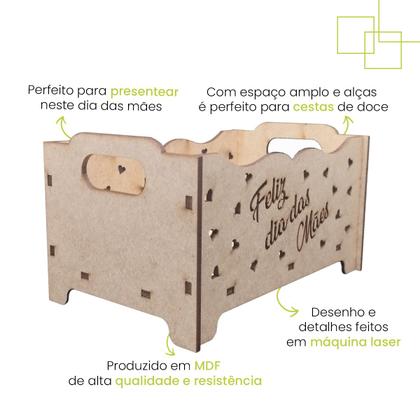 Imagem de Kit 10 Caixote Cestinho Caixotinho Feliz Dia das Mães Mdf Cru Embalagem Presente