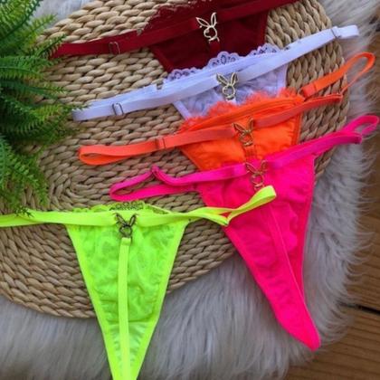 Imagem de Kit 10 Calcinha Feminina De Renda Fio Dental Dia dos Namorados Sexy Com Pingente e Regulagem