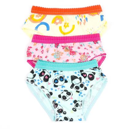 Imagem de Kit 10 Calcinha Infantil Menina 100% Algodão Com Cós Estampada