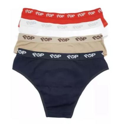Imagem de Kit 10 Calcinhas Algodão Pop Adulto Básica Lisa Com Coz Largo Sortidas