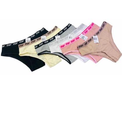 Imagem de Kit 10 Calcinhas Algodão Pop Adulto Básica Lisa Com Coz Largo Sortidas