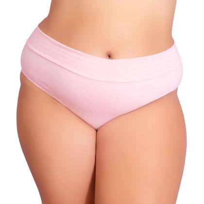 Imagem de Kit 10 Calcinhas Cós Alto Cotton Confortável Plus Size Elasticidade Tamanho Grande