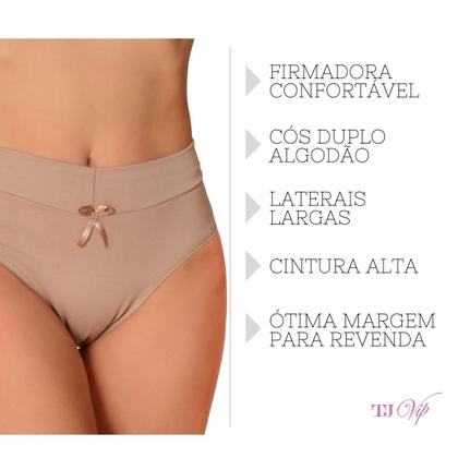 Imagem de KIT 10 Calcinhas de Algodão Femininas Cintura Alta Cós Duplo Confortavel Atacado e Conforto Tecido Liso Lateral Larga Dia a Dia Antialergica