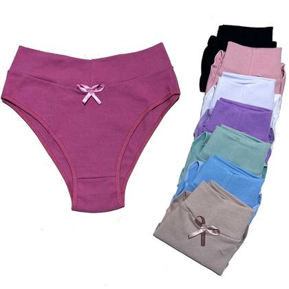 Imagem de KIT 10 Calcinhas de Algodão Femininas Cintura Alta Cós Duplo Confortavel Atacado e Conforto Tecido Liso Lateral Larga Dia a Dia Antialergica