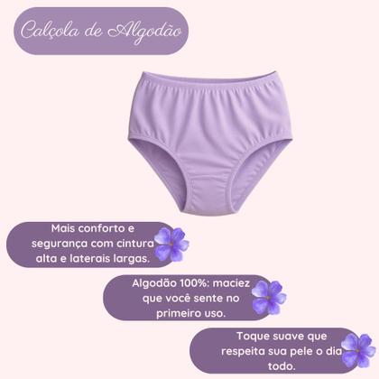 Imagem de Kit 10 Calcinhas Femininas Calçola Cós Alto de Algodão Para Senhoras