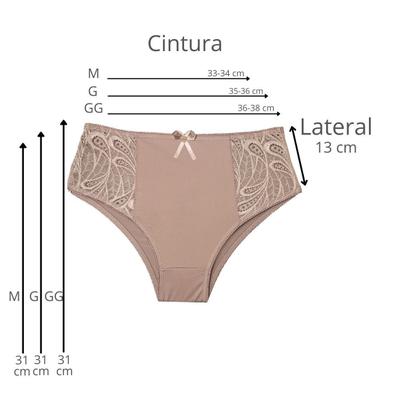 Imagem de Kit 10 Calcinhas Femininas Plus Size Cintura Alta com Renda nas Laterais Largas Atacado De Fábrica