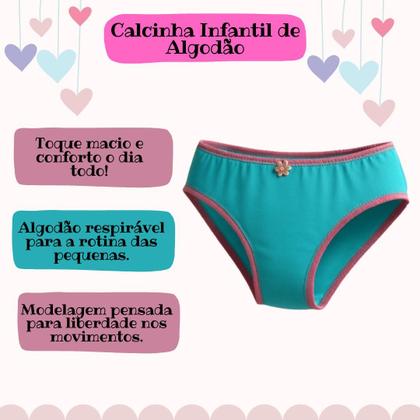 Imagem de Kit 10 Calcinhas Infantil Algodão Meninas 1 a 12 Anos Criança