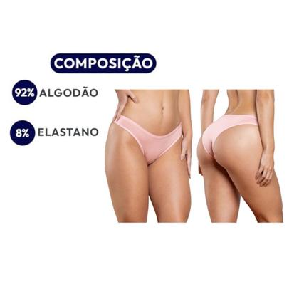 Imagem de Kit 10 Calcinhas Tanga  Algodão Confortável com Forro Antialérgico