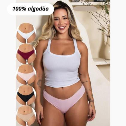 Imagem de Kit 10 Calcinhas Tanga  Algodão Confortável com Forro Antialérgico