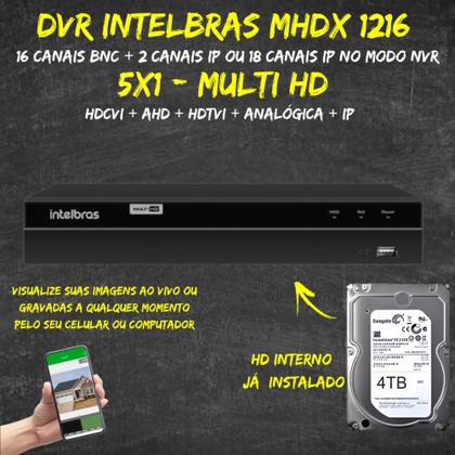 Imagem de Kit 10 Câmeras Intelbras 5 cam Full Color 5 cam 1220b Full Hd Dvr Mhdx 1216-C C/HD 4tb