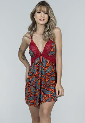 Imagem de Kit 10 Camisolas Feminina Alça Em Renda Estampada Dormir