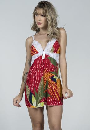 Imagem de Kit 10 Camisolas Feminina Alça Em Renda Estampada Dormir