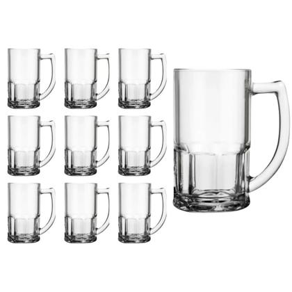 Kit 10 Canecas de Vidro 320ml Perfeitas para Cerveja e Chopp - praticasa Imagem de Kit 10 Canecas de Vidro 320ml Perfeitas para Cerveja e Chopp