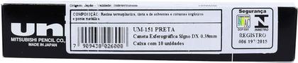 Imagem de Kit 10 Caneta Gel Signo UM-151 DX 0.38mm Uni-ball Cor: Preto