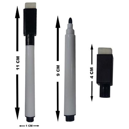 Imagem de Kit 10 Canetas Quadro Branco Com Apagador E Imã Tinta Preta