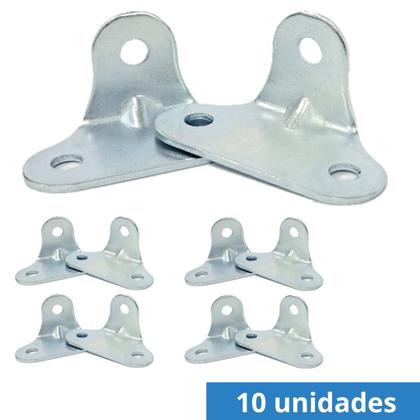 Imagem de Kit 10 Cantoneira 3 Furos De Canto Zincado Aço Leve Moveis