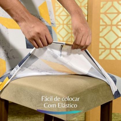 Imagem de Kit 10 Capa de Cadeira Jantar Spandex Mármore Cinza Premium