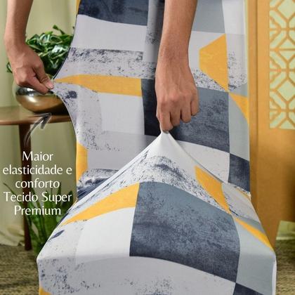 Imagem de Kit 10 Capa de Cadeira Jantar Spandex Mármore Cinza Premium