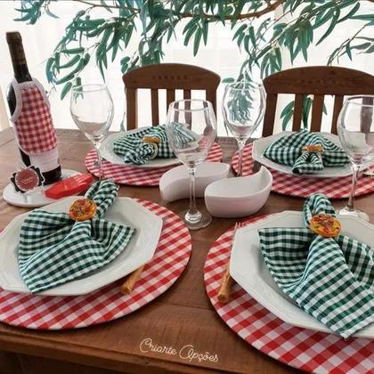 Imagem de Kit 10 Capa Sousplat Xadrez Vermelho em tecido com elástico