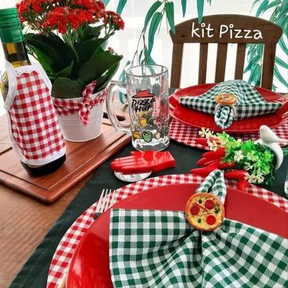 Imagem de Kit 10 Capa Sousplat Xadrez Vermelho em tecido com elástico