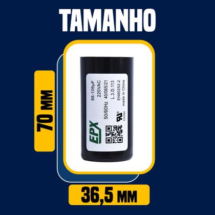Imagem de Kit 10 Capacitor Eletrolitico De Partida 88-106uF 220Vac EPX