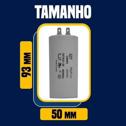 Imagem de Kit 10 Capacitor Permanente 55uF 440/450Vac EPX com Terminal Duplo