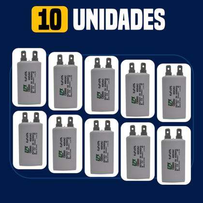 Imagem de Kit 10 Capacitor Permanente 6uF 380/400Vac EPX com Terminal Duplo