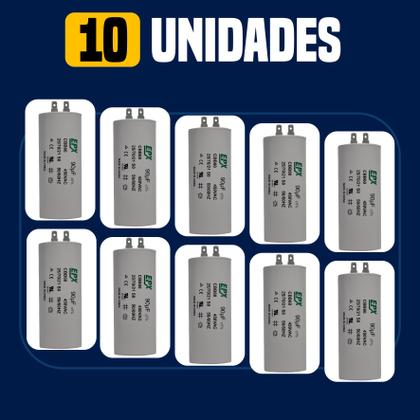 Imagem de Kit 10 Capacitor Permanente 90uF 440/450Vac EPX com Terminal Duplo