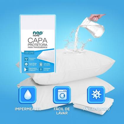 Imagem de Kit 10 Capas De Travesseiro Fronha Impermeável Silenciosa C/ Zíper Antialérgica Percal 200 Fios 100% Algodão