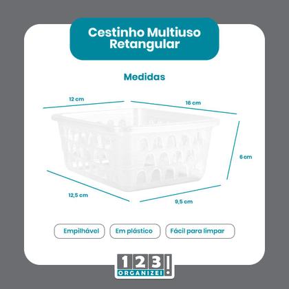 Imagem de Kit 10 Cesto Caixa Organizador Multiuso Pequeno Transparente 16x12x6Cm