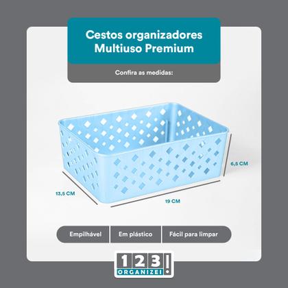Imagem de Kit 10 Cesto Multiuso Organizador Premium Azul 123Organizei