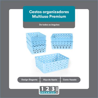 Imagem de Kit 10 Cesto Multiuso Organizador Premium Azul 123Organizei