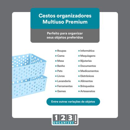 Imagem de Kit 10 Cesto Multiuso Organizador Premium Azul 123Organizei