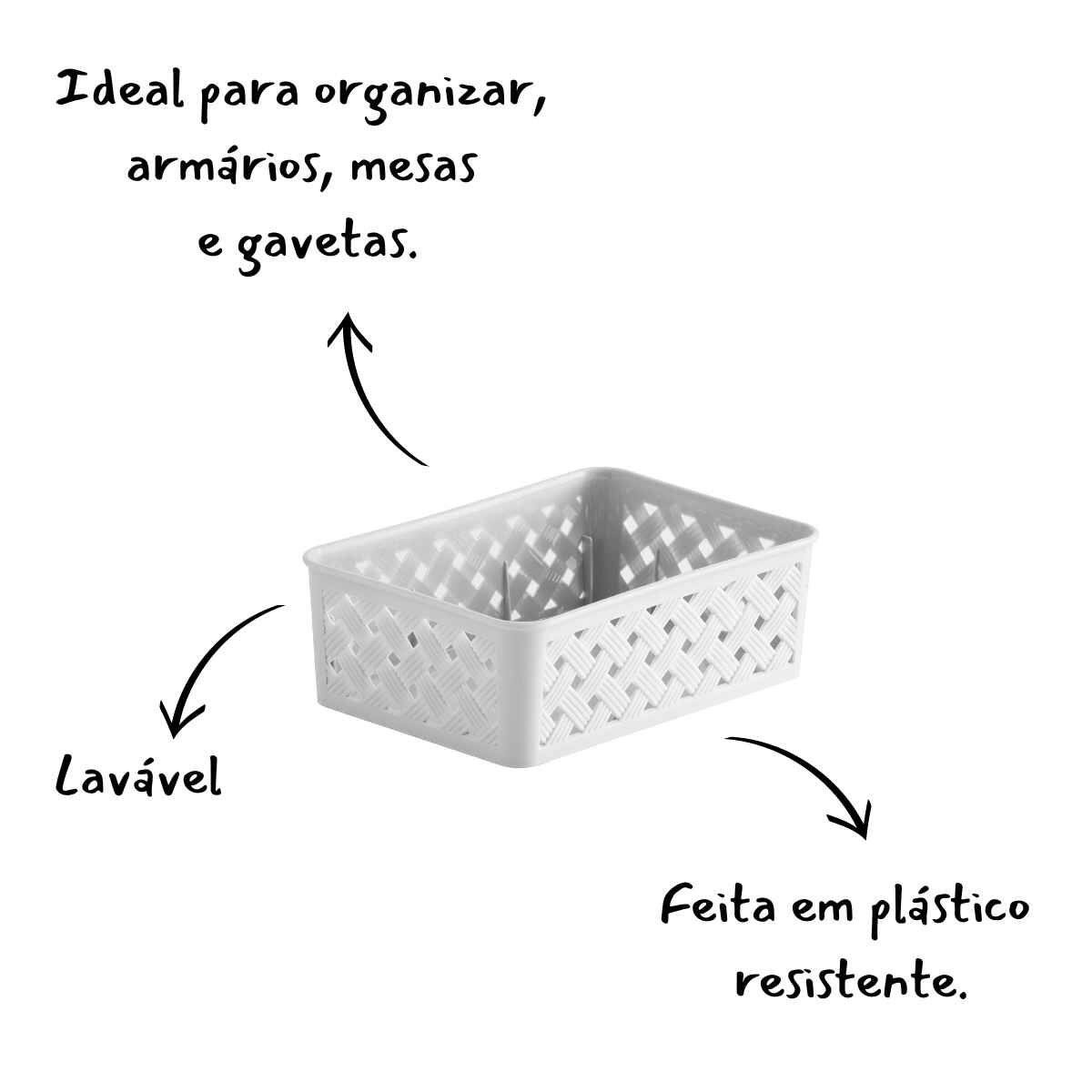 Imagem de Kit 10 Cestos Cestas Organizadoras Rattan Paramount Plásticos