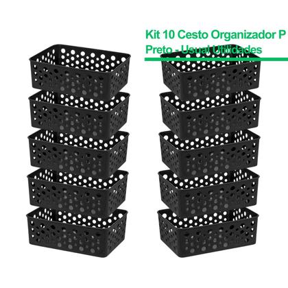 Imagem de Kit 10 Cestos Organizador Compacto Prático Design Pequeno Decorativo Gaveta Empilhável Multiuso