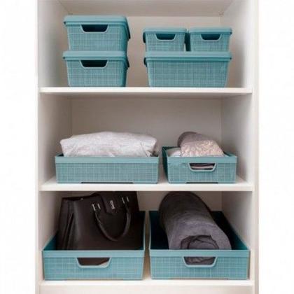 Imagem de Kit 10 Cestos Organizadores Juta A3 11,5L Rosa 45x32x9,5 Cm