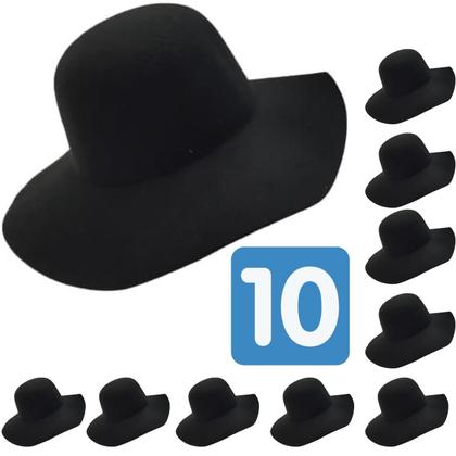 Imagem de Kit 10 Chapéus Cata Ovo Natanzinho Feltro Batateiro Pedreiro Panla de Burro Country Tradicional Preto