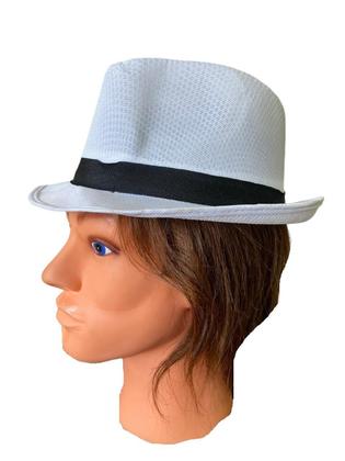 Imagem de Kit 10 Chapéus Malandro De Tecido Branco Com Faixa Preto