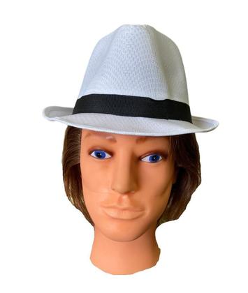 Imagem de Kit 10 Chapéus Malandro De Tecido Branco Com Faixa Preto