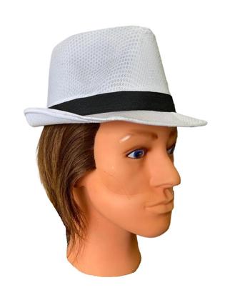 Imagem de Kit 10 Chapéus Malandro De Tecido Branco Com Faixa Preto