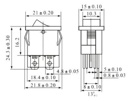 Imagem de Kit 10 Chave Gangorra Kcd1-104n Liga Desliga 4 Terminais Neon Verde
