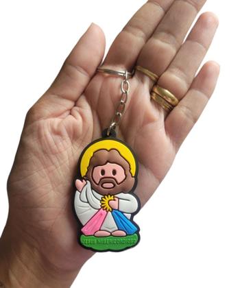 Imagem de Kit 10 Chaveiros Emborrachado Jesus Misericordioso