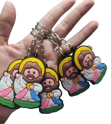 Imagem de Kit 10 Chaveiros Emborrachado Jesus Misericordioso
