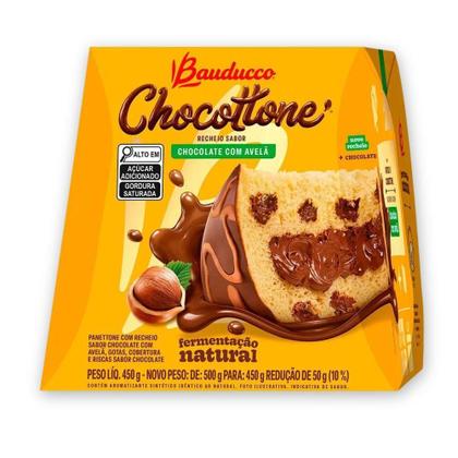 Imagem de Kit 10 Chocotones Bauducco - Chocolate com Avelã - 450g cada