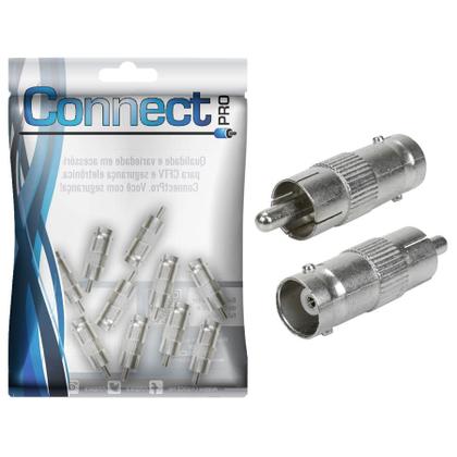 Kit 10 Conector Adaptador Bnc Macho Para Rca Fêmea - Cftv - CONNECT PRO Imagem de Kit 10 Conector Adaptador Bnc Macho Para Rca Fêmea - Cftv