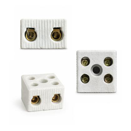 Imagem de Kit 10 Conector de Porcelana 2 Polos 16mm 50A 600v Borne Bipolar para Fios e Cabos